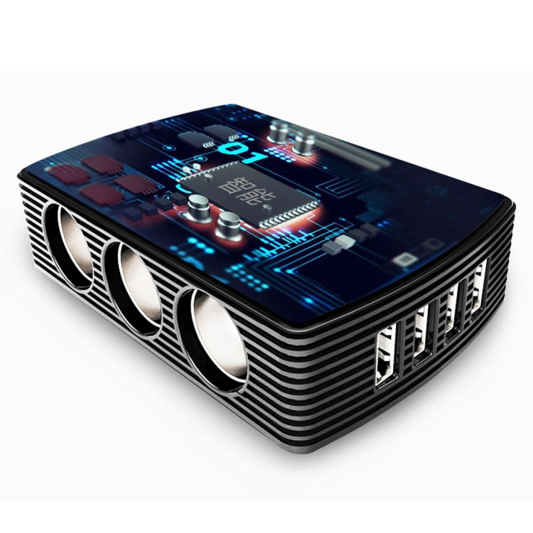 XPower E5 3 Multi-functional Cigarette Socket Lighter Splitter with 4 USB Ports Car Charger, Cable Length: 90cm