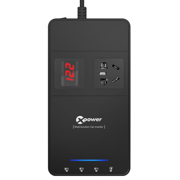 XPower T1A 250W DC 12V to AC 220V Car Multi-functional Digital Display Power Inverter 4 USB Ports 8.0A Charger Adapter + Negative Ions Air Cleaner