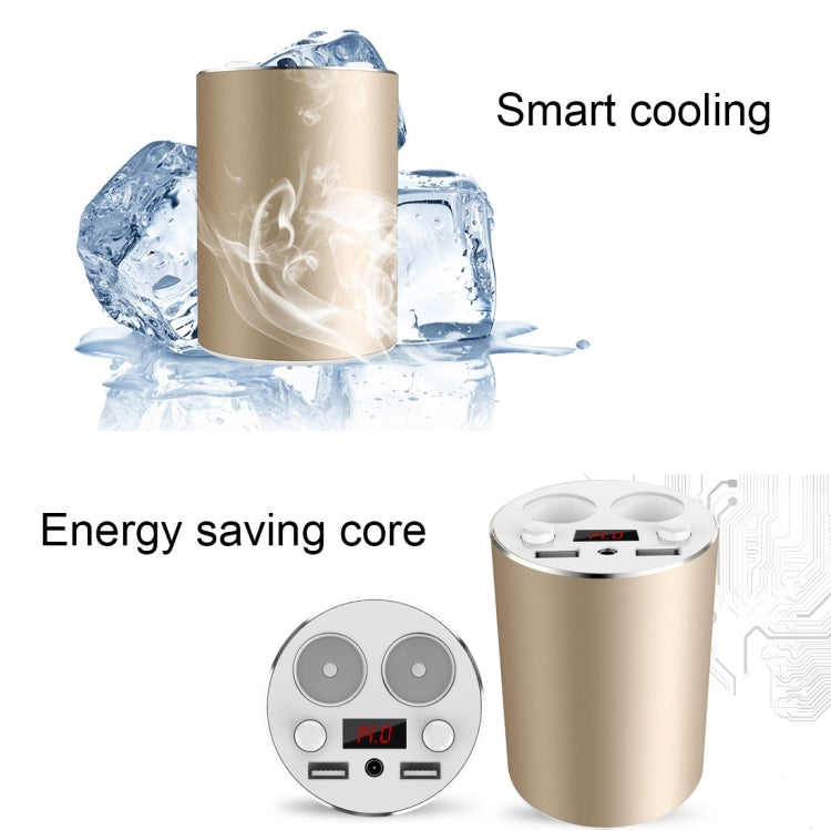 Cup Holder Style Dual USB Multifunctional Car Charger / Cigarette Lighter(Gold)