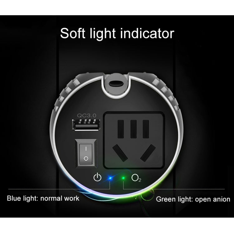 XPower T200B DC 24V to AC 220V Car Multi-functional Power Inverter 2.4A USB Charger Adapter + Negative Ions Air Cleaner