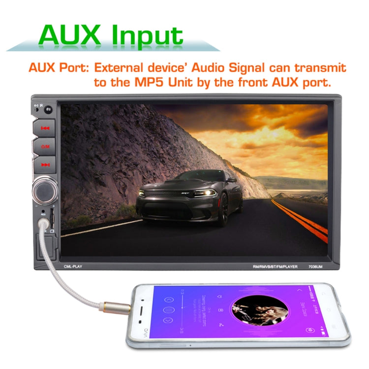 7036UM HD 7 inch Universal Car Radio Receiver MP5 Player, Support FM & AM & Bluetooth & TF Card & Hand-free Calling & Phone Link