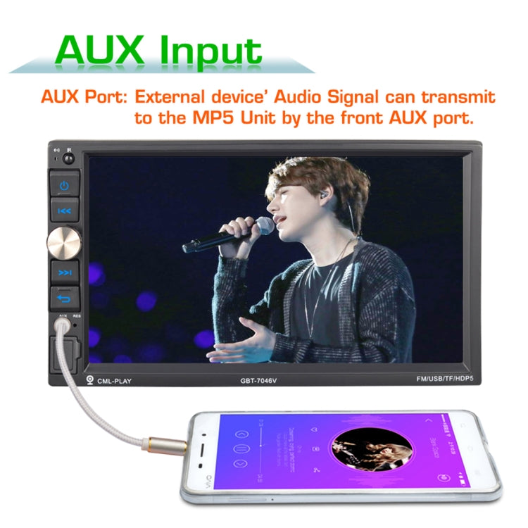 7046UM HD 7 inch Universal Car Radio Receiver MP5 Player, Support FM & AM & Bluetooth & TF Card & Hand-free Calling & Phone Link