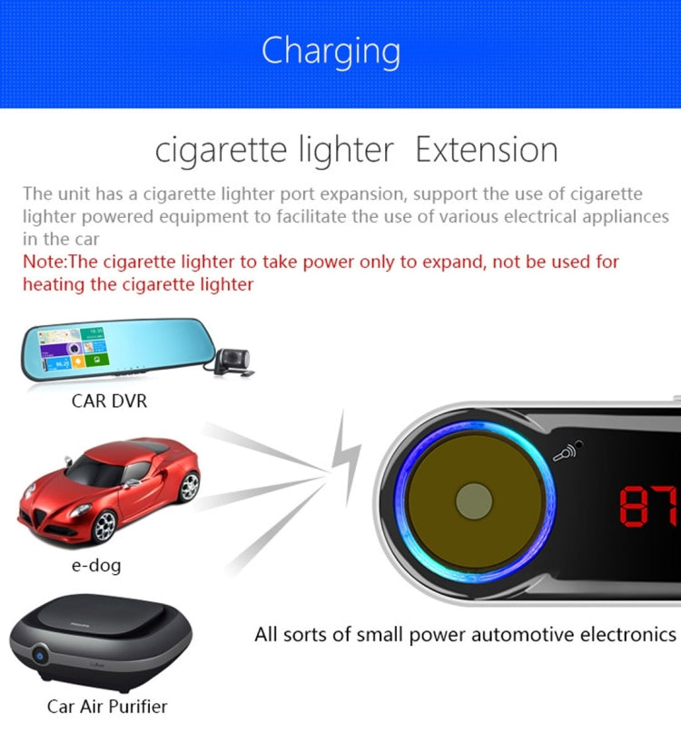 BC09B Dual USB Car Charger Cigarette Lighter Socket Bluetooth FM Transmitter Kit, Support LCD Display / TF Card Music Play / Hands-free