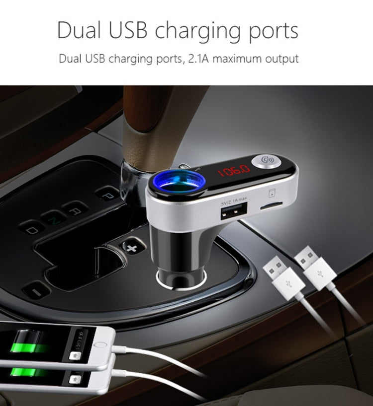 BC09B Dual USB Car Charger Cigarette Lighter Socket Bluetooth FM Transmitter Kit, Support LCD Display / TF Card Music Play / Hands-free