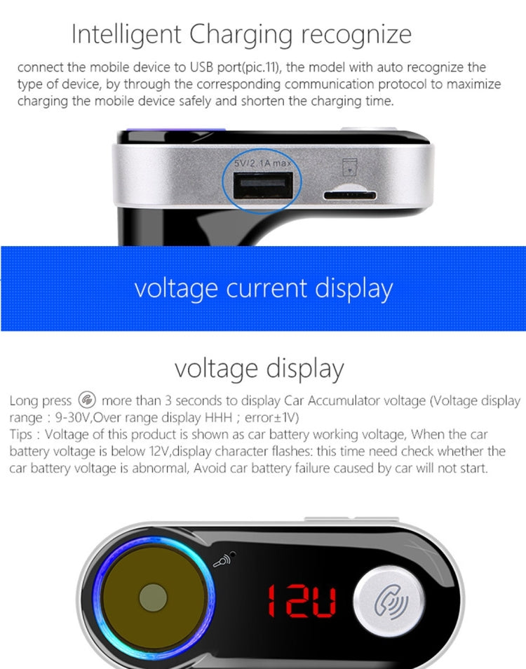 BC09B Dual USB Car Charger Cigarette Lighter Socket Bluetooth FM Transmitter Kit, Support LCD Display / TF Card Music Play / Hands-free