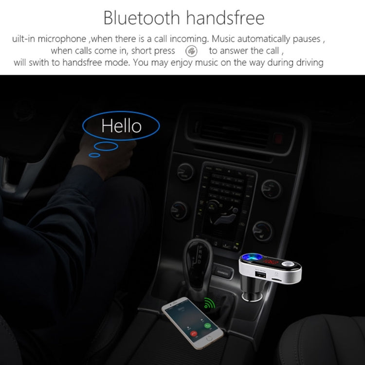 BC09B Dual USB Car Charger Cigarette Lighter Socket Bluetooth FM Transmitter Kit, Support LCD Display / TF Card Music Play / Hands-free