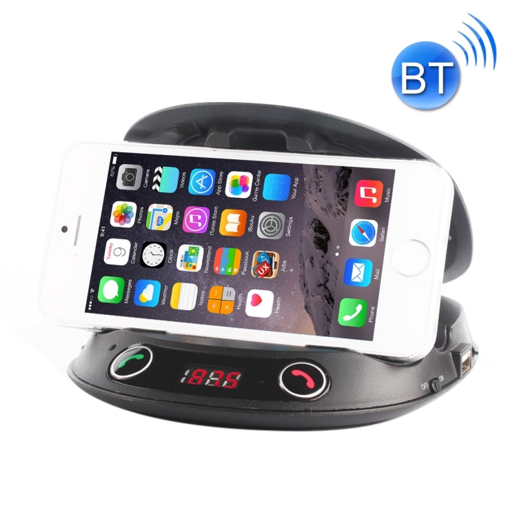 BT8128 Car Bluetooth FM Transmitter with Holder Function , Support LED Display / Hands-free / TF(Black)