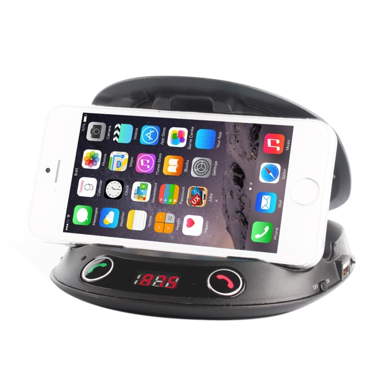 BT8128 Car Bluetooth FM Transmitter with Holder Function , Support LED Display / Hands-free / TF(Black)