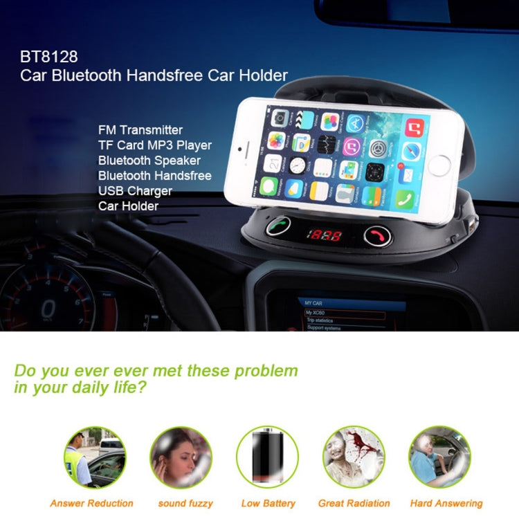 BT8128 Car Bluetooth FM Transmitter with Holder Function , Support LED Display / Hands-free / TF(Black)