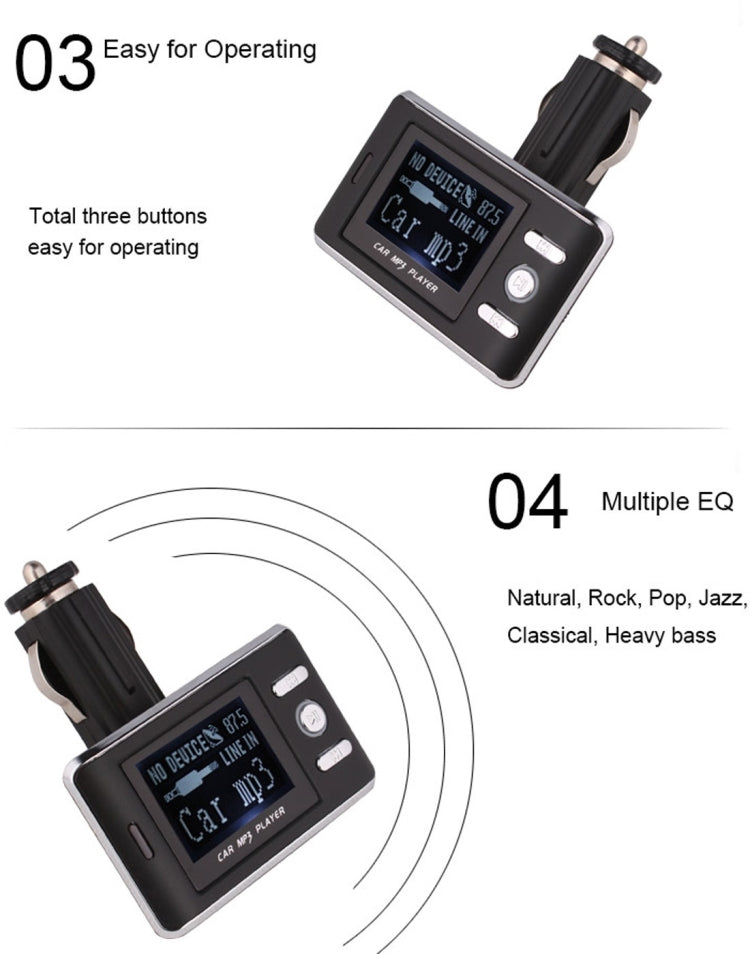 FM18A Car MP3 FM Transmitter with Remote Control, Support LCD Display / USB / SD/MMC Card / AUX