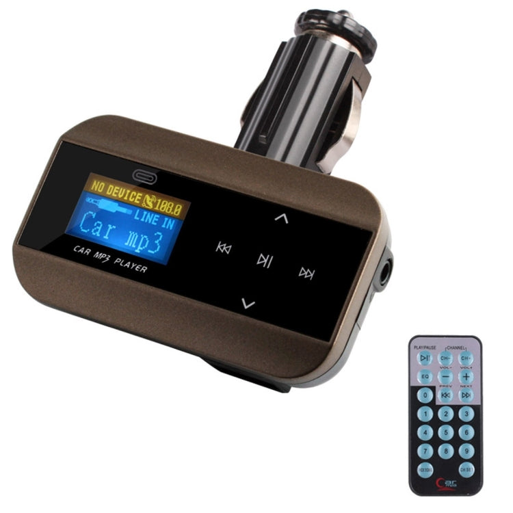 FM30B Car MP3 FM Transmitter with Remote Control, Support LCD Display / USB / SD/MMC Card / AUX(Gold)