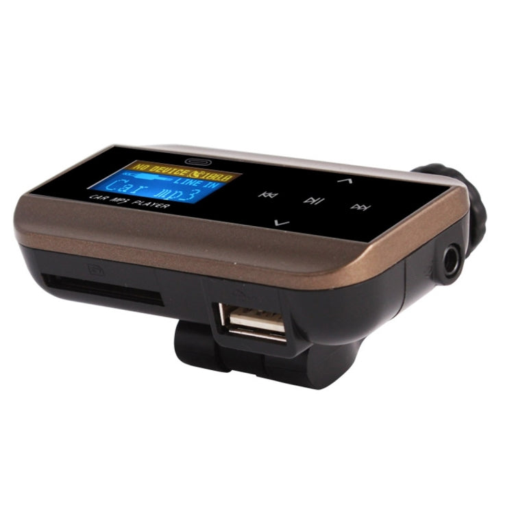 FM30B Car MP3 FM Transmitter with Remote Control, Support LCD Display / USB / SD/MMC Card / AUX(Gold)