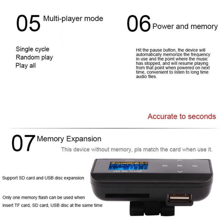 FM30B Car MP3 FM Transmitter with Remote Control, Support LCD Display / USB / SD/MMC Card / AUX(Gold)