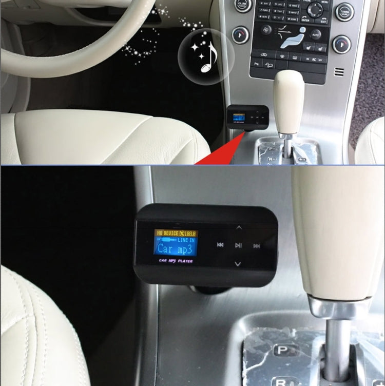 FM30B Car MP3 FM Transmitter with Remote Control, Support LCD Display / USB / SD/MMC Card / AUX(Gold)