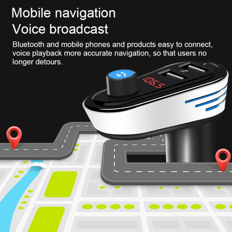 AP02 Car Bluetooth V4.2 MP3 Player FM Transmitter 5V 3.1A Output Dual USB Ports Car Charger with LED Light, Built-in Mic, Support U-disk & Hands-free / Answer Calls