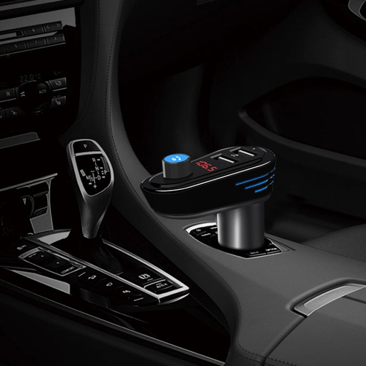 AP02 Car Bluetooth V4.2 MP3 Player FM Transmitter 5V 3.1A Output Dual USB Ports Car Charger with LED Light, Built-in Mic, Support U-disk & Hands-free / Answer Calls