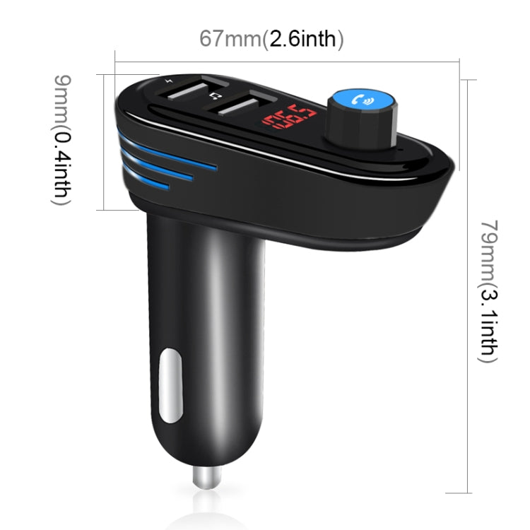 AP02 Car Bluetooth V4.2 MP3 Player FM Transmitter 5V 3.1A Output Dual USB Ports Car Charger with LED Light, Built-in Mic, Support U-disk & Hands-free / Answer Calls