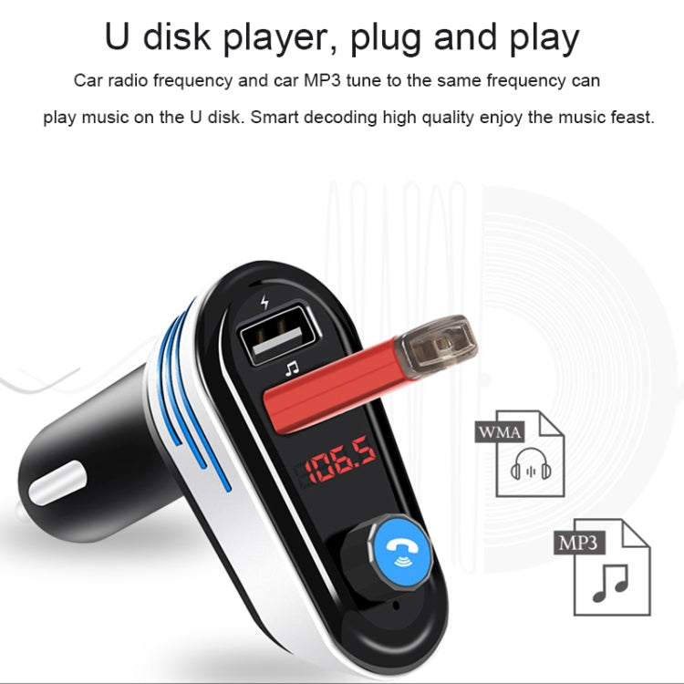 AP02 Car Bluetooth V4.2 MP3 Player FM Transmitter 5V 3.1A Output Dual USB Ports Car Charger with LED Light, Built-in Mic, Support U-disk & Hands-free / Answer Calls