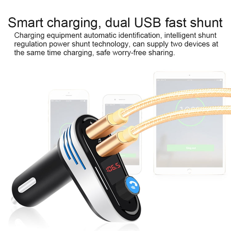 AP02 Car Bluetooth V4.2 MP3 Player FM Transmitter 5V 3.1A Output Dual USB Ports Car Charger with LED Light, Built-in Mic, Support U-disk & Hands-free / Answer Calls
