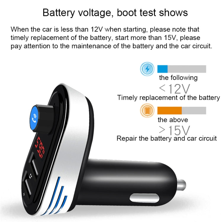 AP02 Car Bluetooth V4.2 MP3 Player FM Transmitter 5V 3.1A Output Dual USB Ports Car Charger with LED Light, Built-in Mic, Support U-disk & Hands-free / Answer Calls