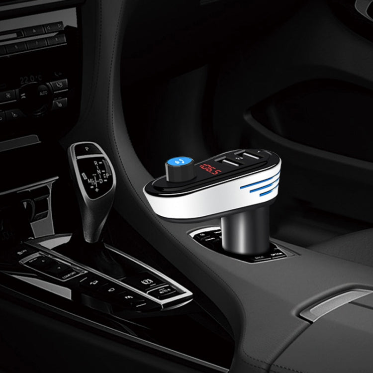 AP02 Car Bluetooth V4.2 MP3 Player FM Transmitter 5V 3.1A Output Dual USB Ports Car Charger with LED Light, Built-in Mic, Support U-disk & Hands-free / Answer Calls