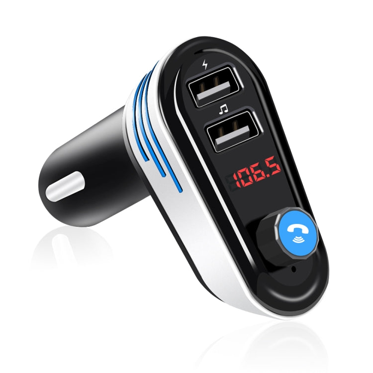 AP02 Car Bluetooth V4.2 MP3 Player FM Transmitter 5V 3.1A Output Dual USB Ports Car Charger with LED Light, Built-in Mic, Support U-disk & Hands-free / Answer Calls