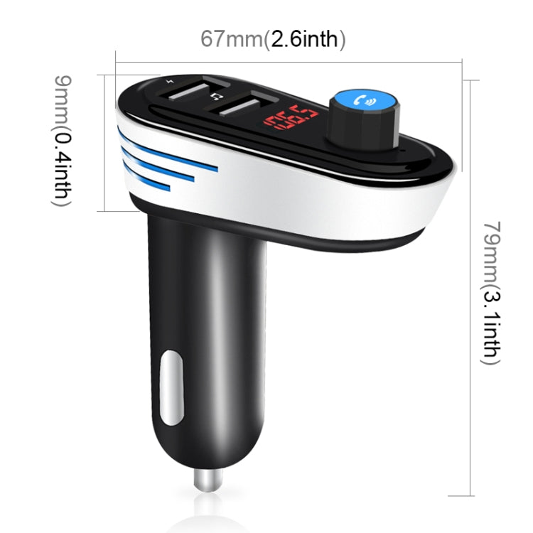 AP02 Car Bluetooth V4.2 MP3 Player FM Transmitter 5V 3.1A Output Dual USB Ports Car Charger with LED Light, Built-in Mic, Support U-disk & Hands-free / Answer Calls
