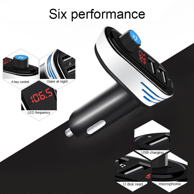 AP02 Car Bluetooth V4.2 MP3 Player FM Transmitter 5V 3.1A Output Dual USB Ports Car Charger with LED Light, Built-in Mic, Support U-disk & Hands-free / Answer Calls