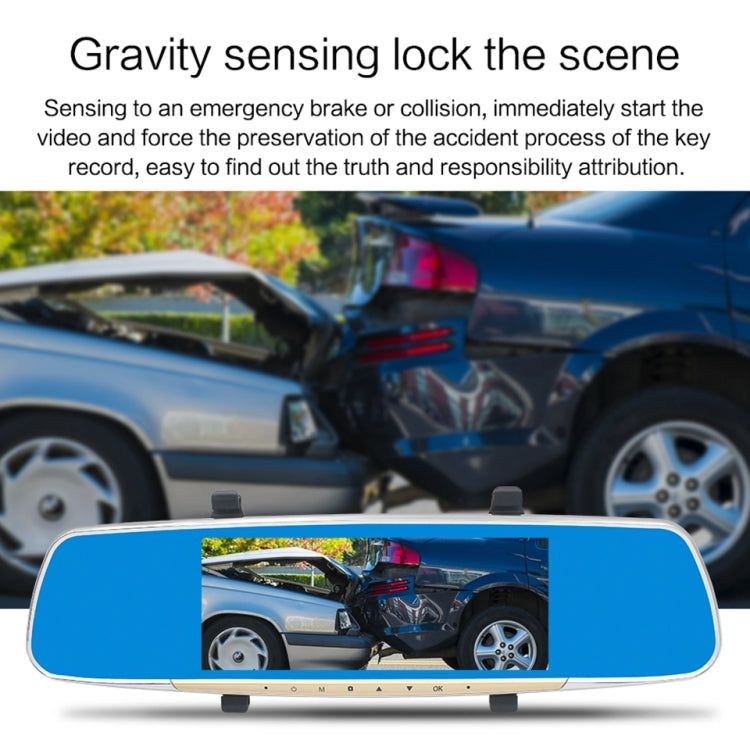 V100 7 inch LCD Touch Screen Rear View Mirror Car Recorder with Separate Camera, 170 Degree Wide Angle Viewing, Support Night Vision / Loop Video / Motion Detection / G-Sensor / TF Card