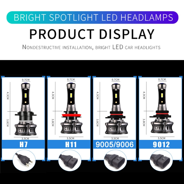 2 PCS XT7 9012 DC8-48V / 25W / 6500K / 2000LM IP67 Car LED Headlight Lamps, with Blue Devil Eye Running Lamp / 6 CSP Lamps