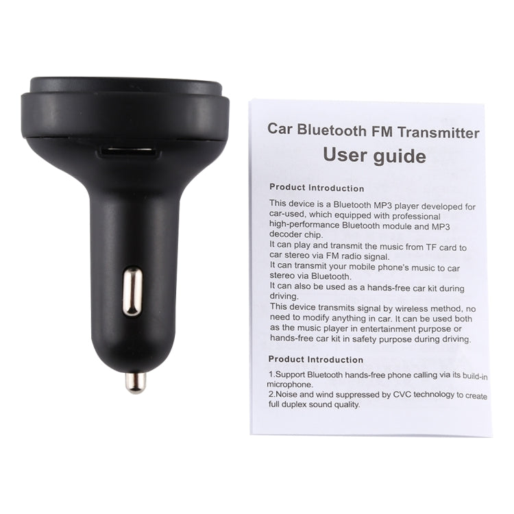 V-023 Dual USB Charging Bluetooth FM Transmitter MP3 Music Player Car Kit, Support Hands-Free Call  & TF Card (Black)