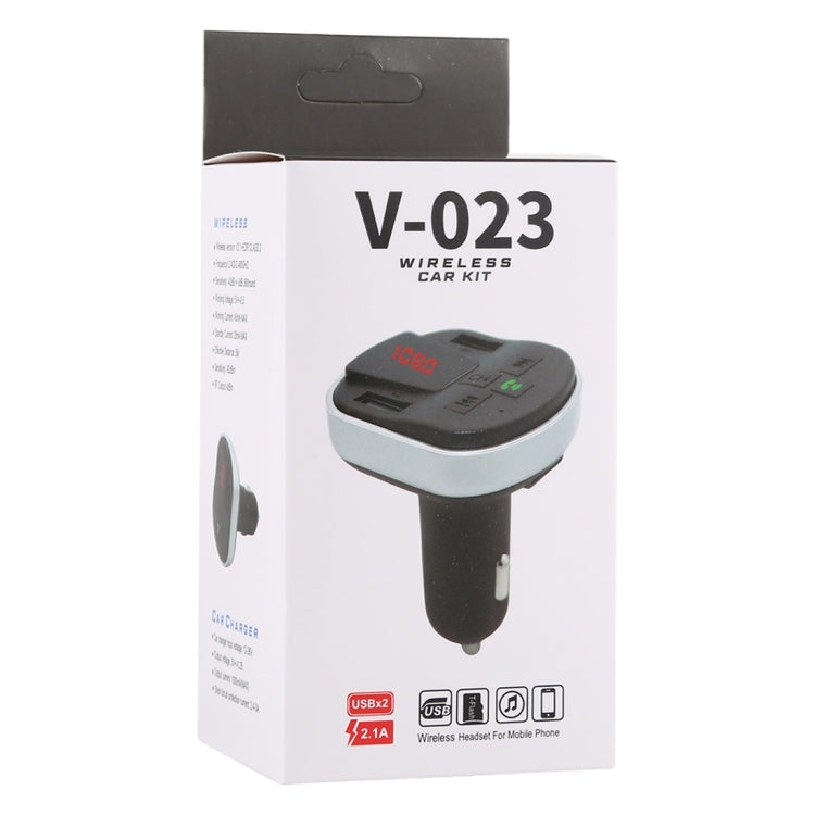 V-023 Dual USB Charging Bluetooth FM Transmitter MP3 Music Player Car Kit, Support Hands-Free Call  & TF Card (Black)