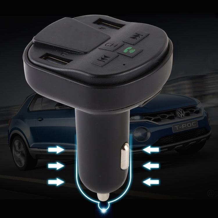 V-023 Dual USB Charging Bluetooth FM Transmitter MP3 Music Player Car Kit, Support Hands-Free Call  & TF Card (Black)
