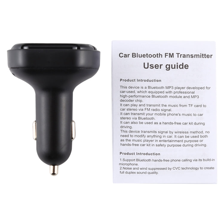 V-022 Dual USB Charging Bluetooth FM Transmitter MP3 Music Player Car Kit, Support Hands-Free Call  & TF Card (Black)