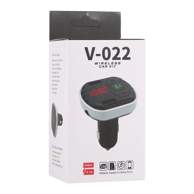 V-022 Dual USB Charging Bluetooth FM Transmitter MP3 Music Player Car Kit, Support Hands-Free Call  & TF Card (Black)