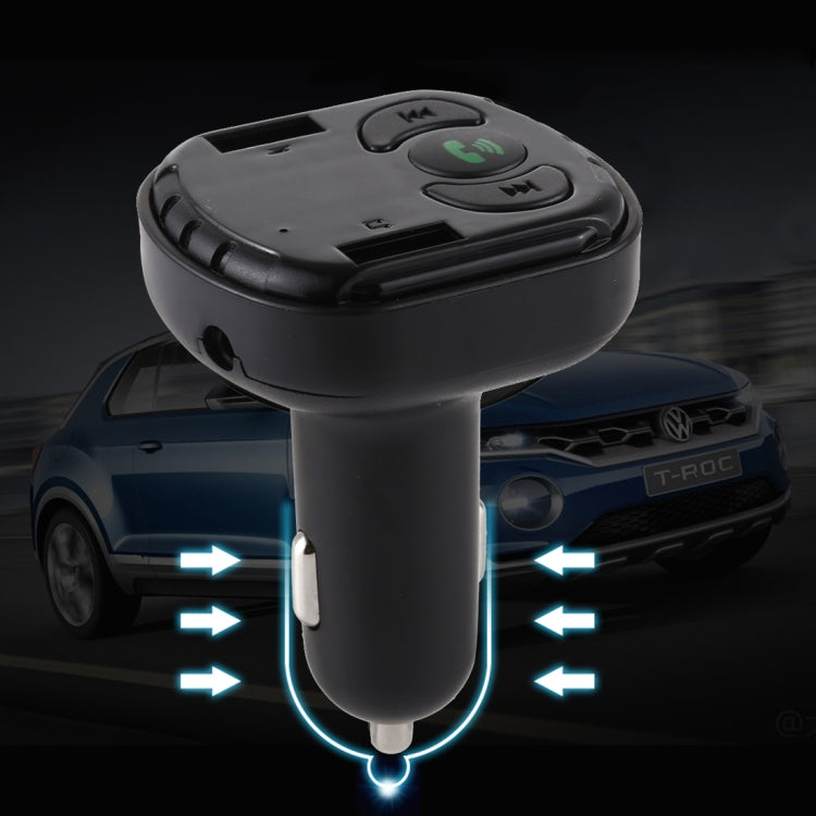 V-022 Dual USB Charging Bluetooth FM Transmitter MP3 Music Player Car Kit, Support Hands-Free Call  & TF Card (Black)