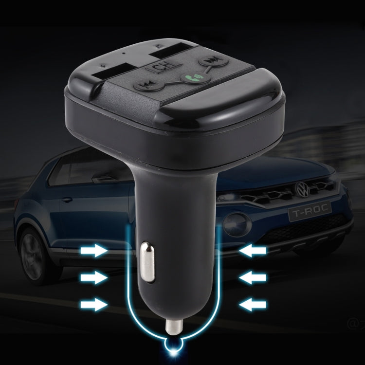 V-020 Dual USB Charging Bluetooth FM Transmitter MP3 Music Player Car Kit, Support Hands-Free Call  & TF Card (Black)