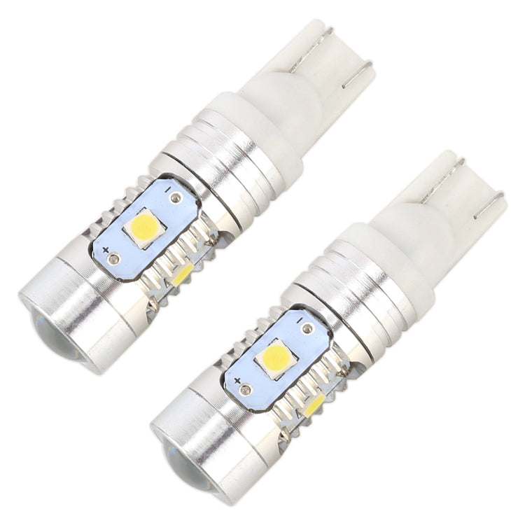 2 PCS T10 / W5W / 168 / 194 DC12V / 4.5W / 6000K / 360LM 6LEDs SMD-3030 Car Clearance Light, with Projector Lens Light (White Light)