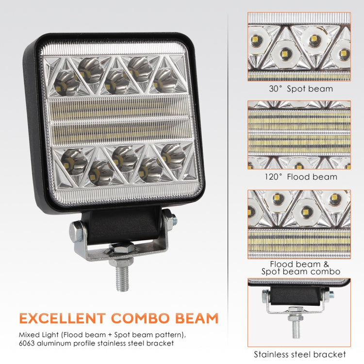 4 inch 23.8W DC 10-30V 1900LM IP67 Car Truck Off-road Vehicle Square Strobe LED Work Lights, with 34LEDs SMD-3030 Lamps