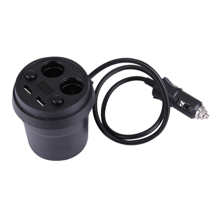 2 in 1 Double Car Cigarette Lighter + 3.1A Dual USB Port Quick Charge Cup Shaped Car Charger with LED Screen Charging voltage Display for Smartphones & Tablets & PSP & PDA & GPS & MP3 & MP4 and other USB-charged Devices