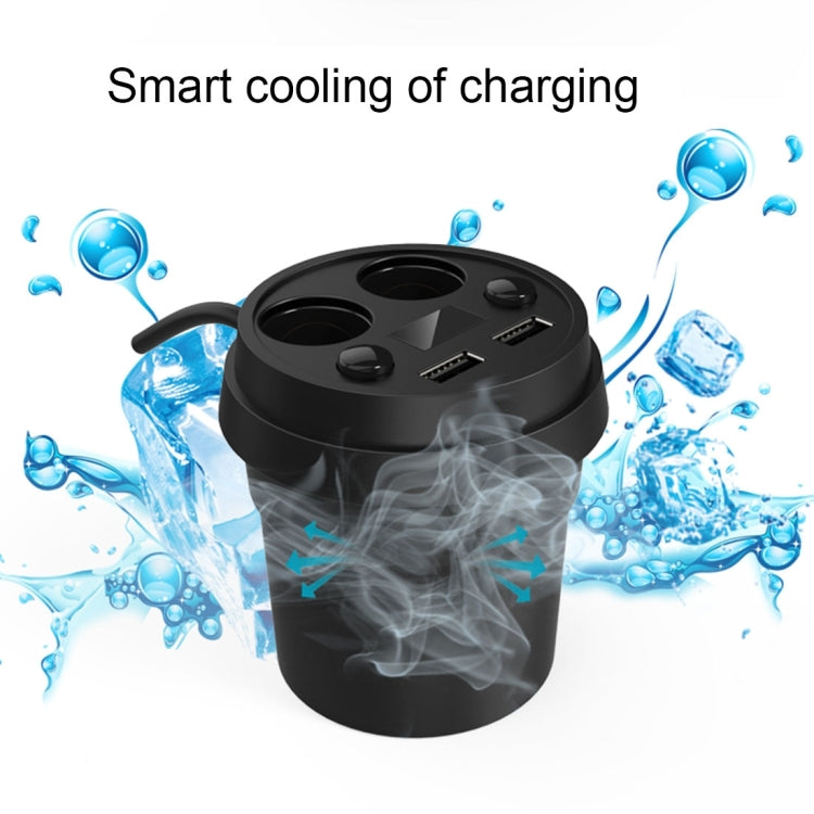 2 in 1 Double Car Cigarette Lighter + 3.1A Dual USB Port Quick Charge Cup Shaped Car Charger with LED Screen Charging voltage Display for Smartphones & Tablets & PSP & PDA & GPS & MP3 & MP4 and other USB-charged Devices