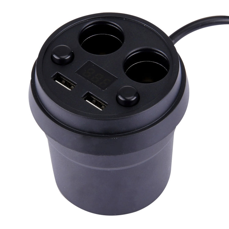 2 in 1 Double Car Cigarette Lighter + 3.1A Dual USB Port Quick Charge Cup Shaped Car Charger with LED Screen Charging voltage Display for Smartphones & Tablets & PSP & PDA & GPS & MP3 & MP4 and other USB-charged Devices