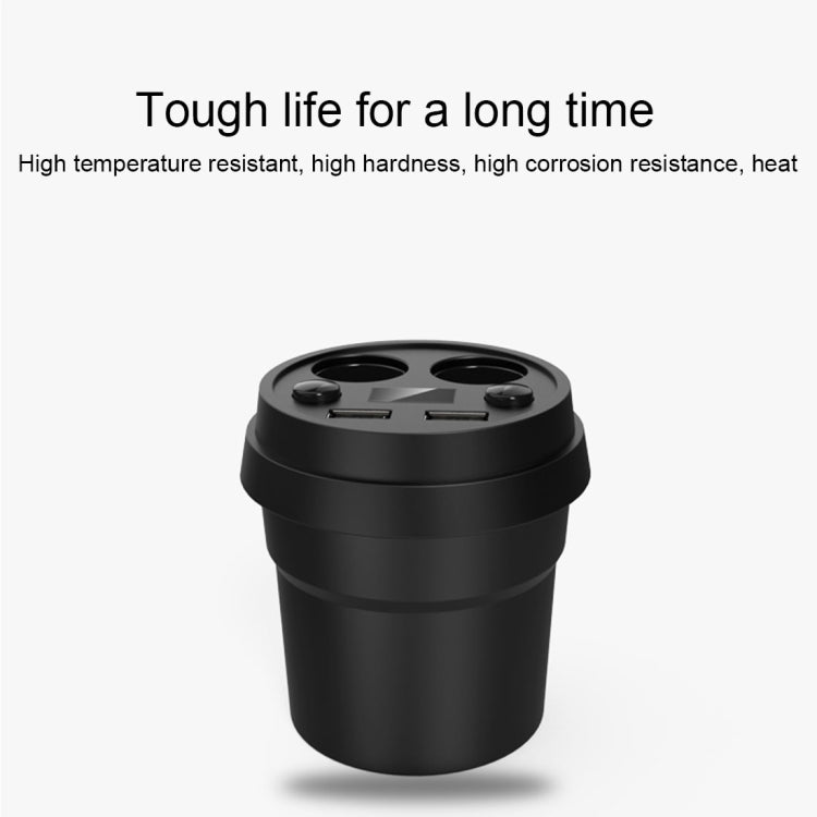 2 in 1 Double Car Cigarette Lighter + 3.1A Dual USB Port Quick Charge Cup Shaped Car Charger with LED Screen Charging voltage Display for Smartphones & Tablets & PSP & PDA & GPS & MP3 & MP4 and other USB-charged Devices