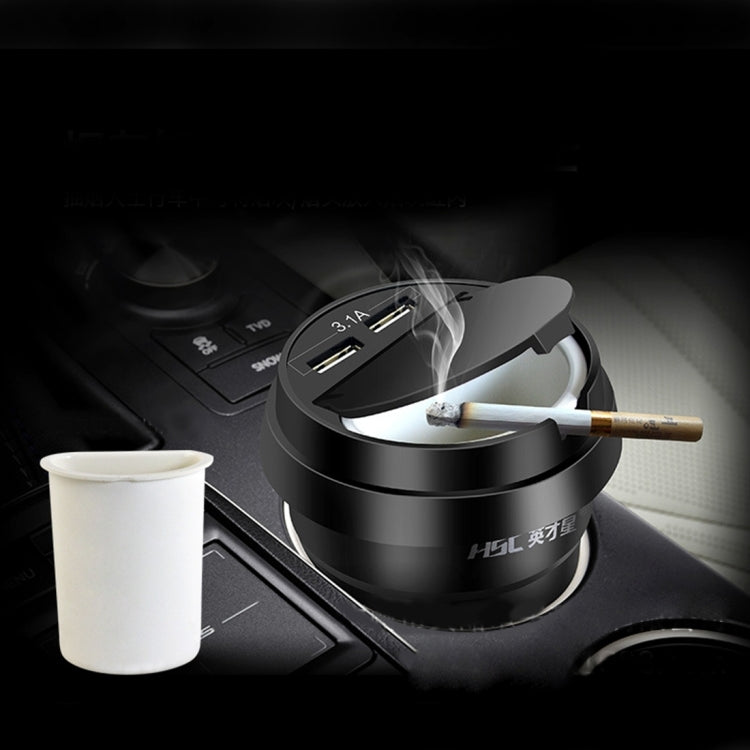 2 in 1 Car Ashtray + 3.1A Dual USB Port Quick Charge Cup Shaped Car Charger for Smartphones & Tablets & PSP & PDA & GPS & MP3 & MP4 and other USB-charged Devices