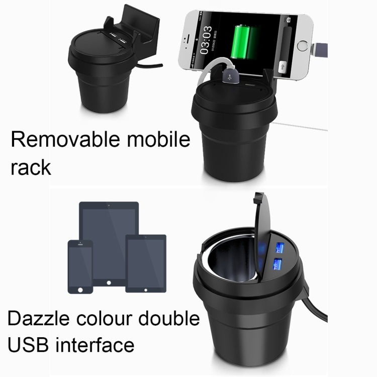 2 in 1 Car Ashtray + 3.1A Dual USB Port Quick Charge Cup Shaped Car Charger for Smartphones & Tablets & PSP & PDA & GPS & MP3 & MP4 and other USB-charged Devices