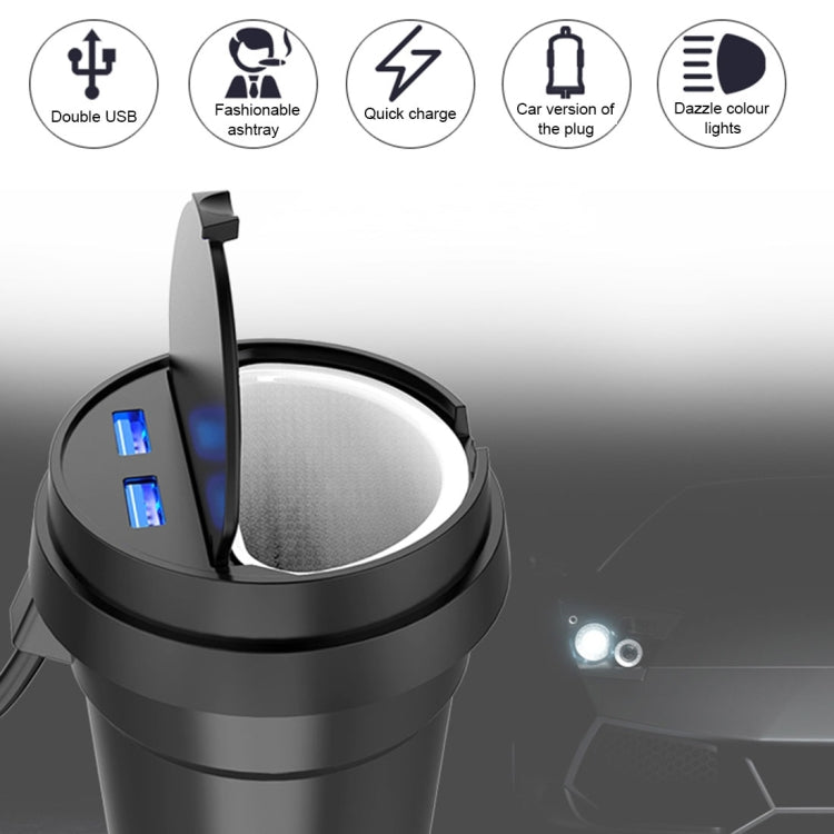 2 in 1 Car Ashtray + 3.1A Dual USB Port Quick Charge Cup Shaped Car Charger for Smartphones & Tablets & PSP & PDA & GPS & MP3 & MP4 and other USB-charged Devices