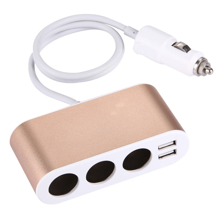 Aluminum Shell 120W 3 Sockets Car Cigarette Lighter Car Charger with 3.1A Dual USB Ports