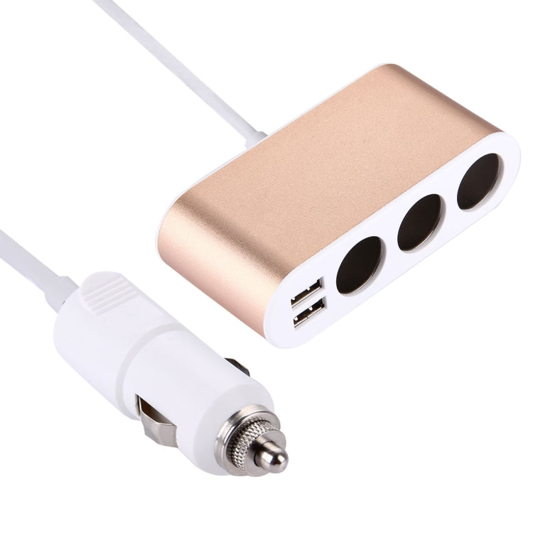 Aluminum Shell 120W 3 Sockets Car Cigarette Lighter Car Charger with 3.1A Dual USB Ports