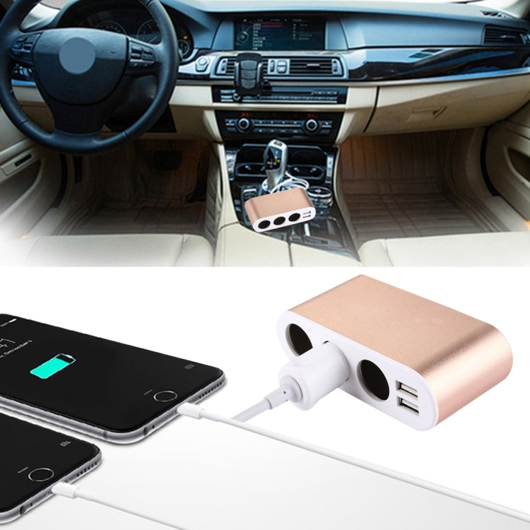 Aluminum Shell 120W 3 Sockets Car Cigarette Lighter Car Charger with 3.1A Dual USB Ports