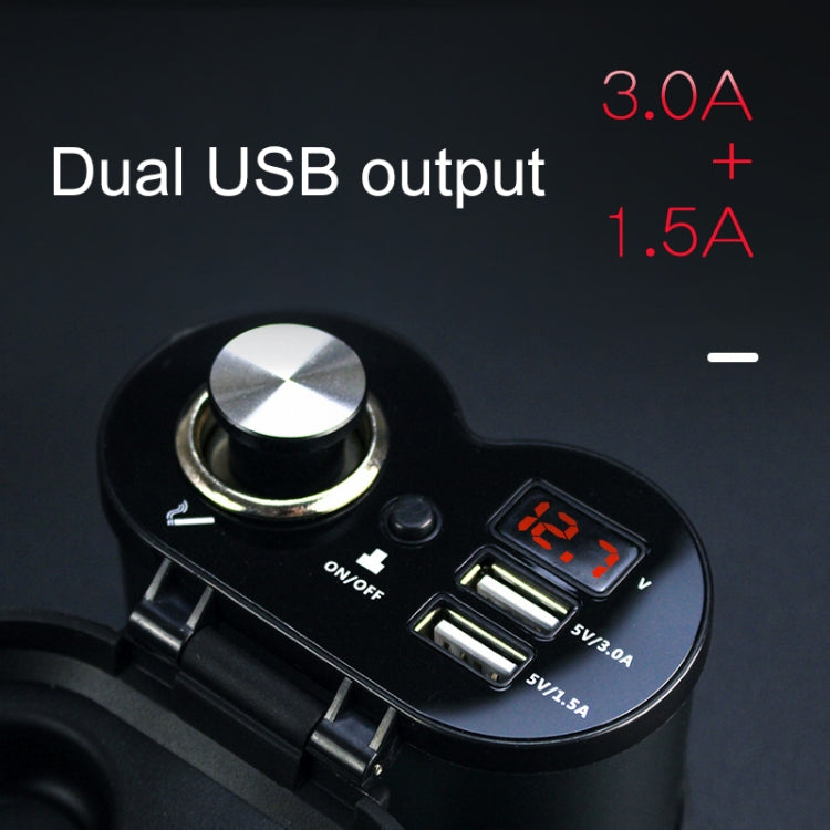 Portable Motorcycle Aluminum Alloy Dual USB Charger Cigarette Lighter